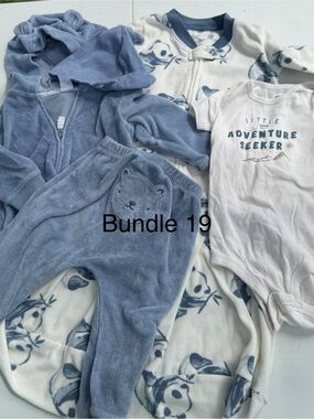 Little Adventure Seeker Blue & White Baby One-Piece Bundle
